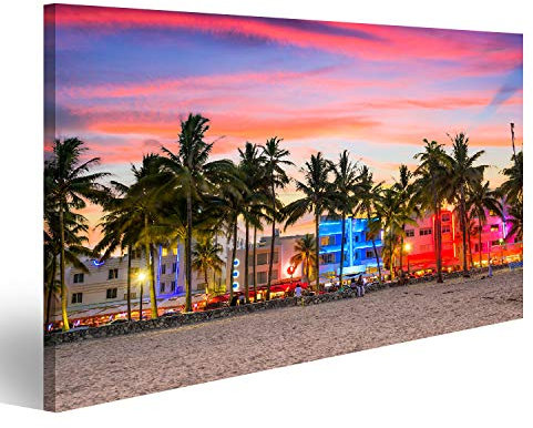 islandburner Bild auf Leinwand Miami Florida Usa Stadtbild Auf Miami Beach Am Ocean Drive Wandbild Poster Kunstdruck Bilder