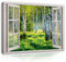 Leinwand Bilder Fensterbilck Wald Birkenwald Natur Landschaft Modern Canvas Leinwandbild Fenster Küche Wohnzimmer Wandbild Kunstdruck Wandbilder Wand Bild auf Leinwand Aufhängefertig (120x80 cm)
