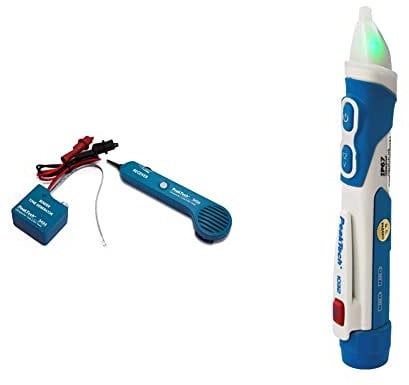 PeakTech 3434 – Leitungssucher für Leitungen und Telefonkabel mit Durchgangsprüfer und Tonsignal & 1032 – Kontaktloser AC Spannungsprüfer mit LED Signal Lampe & Vibration, 160 x 28 mm