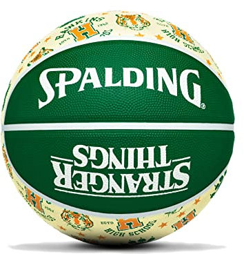 Spalding - Stranger Things Hawkins - Basketballball - Größe 7 - Basketball - Zertifizierter Ball - Material Gummi - Außen - Innen (7, Grün Hawkins)