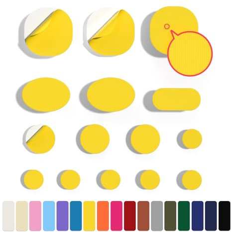 Skystuff 45 Stück Daunenjacke Flicken Nylon Reparaturband Selbstklebende Reparatur Flicken für Jacke Zelt Oberbekleidung Reparatur, Runde und ovale Form, Gelb