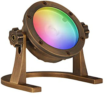 VOLT 12V IP68 Cold Forged Brass (Bronze) RGBW Color Changing LED Underwater Light with Remote Control for Low Voltage Outdoor Lighting