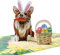 3D Pop-Up Religiöse Osterkarte, Niedlicher Corgi Bunny mit Karotte und Osterkorb, Frühlingschristliche Grußkarte für Kinder & Erwachsene, Handgemachte Feiertagskarte mit Umschlag und Blanko-Notizkarte