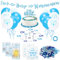 Yotako Kommunion Deko Set, 135 Stück Konfirmation Junge Tischdeko, 4 Windlicht Fisch + 40 Servietten + 66 Holz Fische + 12 Luftballons, Erstkommunion für Taufe (Blau)