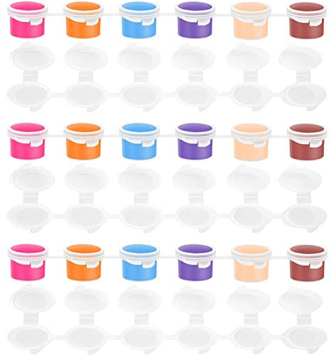 Wzttdm 15 ml leere Farbtöpfe mit Deckel, Mini-Farbtopf-Streifen, transparente Aufbewahrungsbehälter für Klassenzimmer, Schulen, Gemälde, Kunstfeste (6 Streifen/36 Töpfe)