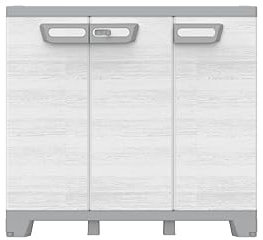 Terry - Sequoia 102B, Armadietto Basso a 3 Ante, Divisorio Verticale, 1 Ripiano Interno Regolabile, Effetto Legno, da Esterno e Interno Coperto, 102x39x93,5 cm