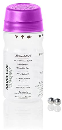 Coctelera para salsas de barbacoa (325 ml) para hacer salsas frescas para barbacoas, 5 recetas impresas, con cerradura para llevar a picnic, barbacoa, fiesta de barbacoa (púrpura)