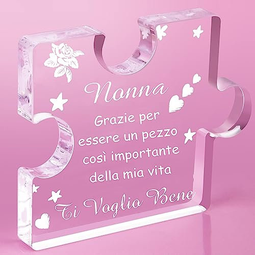 PulangRen Regalo Nonna, Regalo Nonna Compleanno, Puzzle a Blocchi in Acrilico Inciso, Regalo per Nonna, Regalo Festa della Mamma o Nonna, Regali Per Nonna Da Nipoti, Regalo Natale Nonna, Regalo Nonni