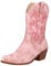 rismart Donna Western Stivali da Cowboy a Metà Polpaccio Ricamate Scarpe da Cowgirl Rosa,41
