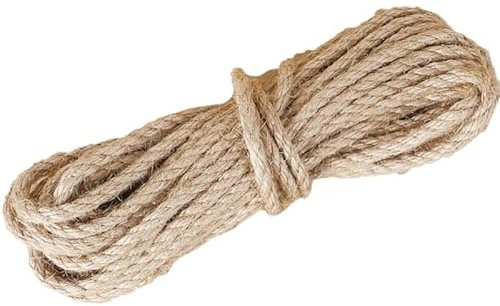 RUIYWEN 8mm Corda di Canapa 10m Iuta Naturale Corda Spessa per Artigianato Fai-da-Te, Giardinaggio e Floristica, Decorazione Tiragraffi per Gatti