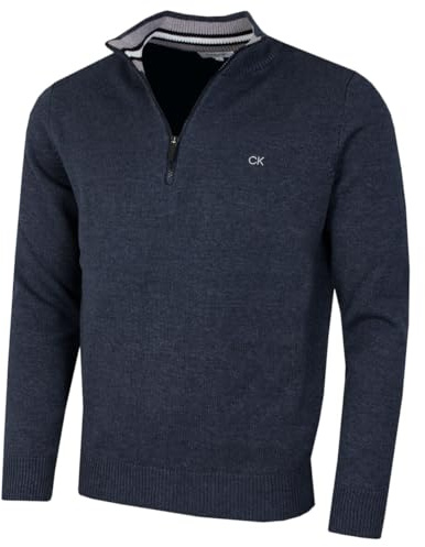 Calvin Klein Mens 1/2 Zip CK Golf Sweater - Dark Ocean Marl Sport - XXXXXL