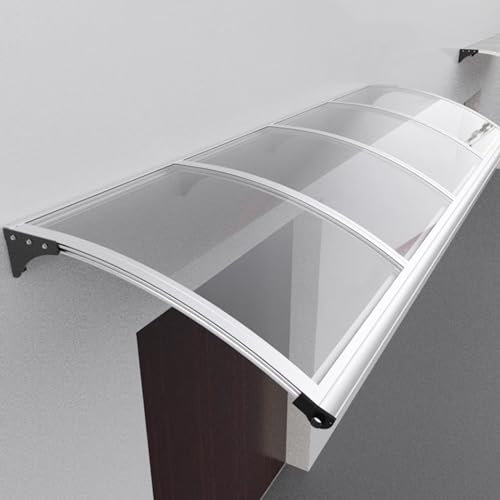 Transparentes Pultbogenvordach,Türvordach,Vordach Haustür,Vordach Türdach aus Polycarbonat,Türüberdachung,Gartenterrasse Regenschutz Markise,mit Alu-Regenrinne (80x380cm/32 x150)