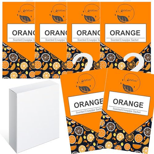 6pcs Wäscheduft Schrank, Duftsäckchen Kleiderschrank Dufterfrischer, Schrankduft Frische, Duftbeutel Kleiderschrank Duft Hanging Beutel, Schrankdeo Natürlichen Geruch Sachet, Duftsachet (6Orange)