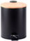 HOMION 5L Litre Round Pedal Bin Stainless Steel Toilet Bath Bathroom Kitchen Bin with Inner Bucket 5 Liter (Black with Bamboo LID)