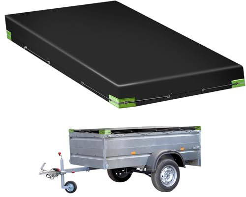 QWORK® Anhängerplane Flachplane 208x114x13 cm, wasserdichte und Reißfeste Anhängerplanen, Abdeckplane Anhänger für Viele Hänger PKW Hänger 750kg