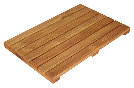 Bambus-Badematte, Outdoor-Duschmatte, tragbare Teak-Bodenmatte für Wohnmobil-/Wohnmobil-Duschkabine, holzfarbene Lattenrost-Trockenmatte, rutschfest, stabil, quadratisch