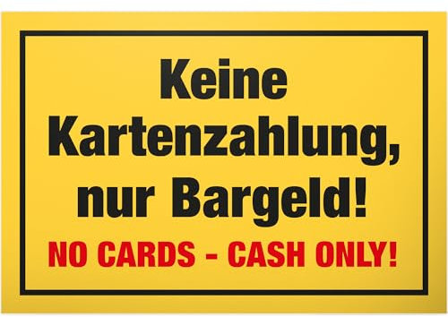 DankeDir! Keine Kartenzahlung - Schild 30 x 20 cm - Lustiges Barzahlung Hinweisschild für Gastronomie Einzelhandel - Nur Barzahlung Deko für Laden Restaurant Gastro Gaststätte Bar Kneipe Hinweis