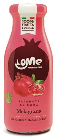 Lome Spremuta di Vera Melagrana 12 Bottiglie in Vetro da 200 ml 100% Frutta Fresca da Agricoltura Sostenibile