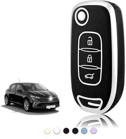 TOOMUME Schlüsselhülle TPU, Autoschlüssel Hülle Passt für Renault Kangoo 3 Twingo 3 Megane 4 Trafic 4 Clio 5 Captur Dacia Sandero Stepway Duster, Schlüsselcover Schutz Schlüsselgehäuse - Flip Key