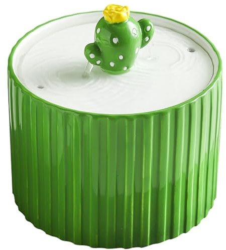 Fuente de bebida de mascotas, fuente de bebida de gato automática de 1.5L, fuente de agua de gato de cerámica, fuente de agua de mascotas eléctrica, bandeja de porcelana de la fuente de agua de gato