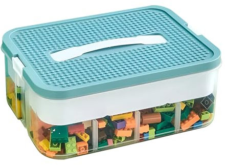 Keyacht Caja Almacenaje Plastico para Lego Bloques Construccion Niños Almacenamiento con Tapa Cajas Organizadoras para Piezas