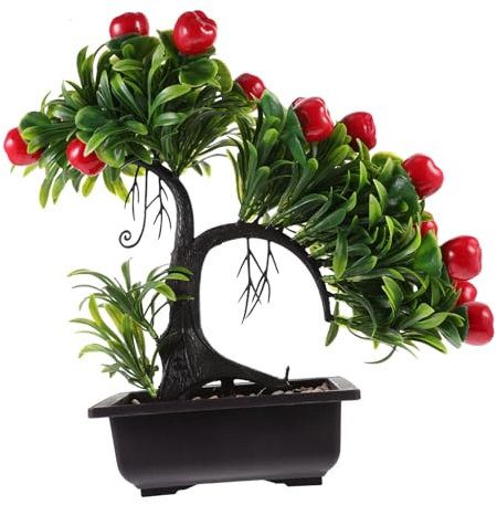 ULDIGI Künstliche Topfpflanze Bonsai Baum aus Kunststoff Weiß für Tischdeko