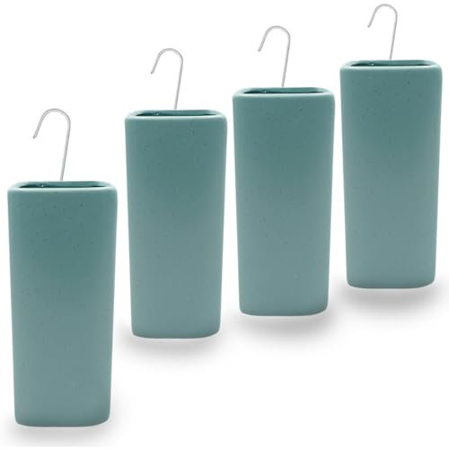 Paluplus Set 4 Evaporatori d'acqua per termosifoni in Ceramica, misura 8x4x19 cm, Umidificatore con motivo PUNTINI e gancio a forma di S -5674 (Verde)