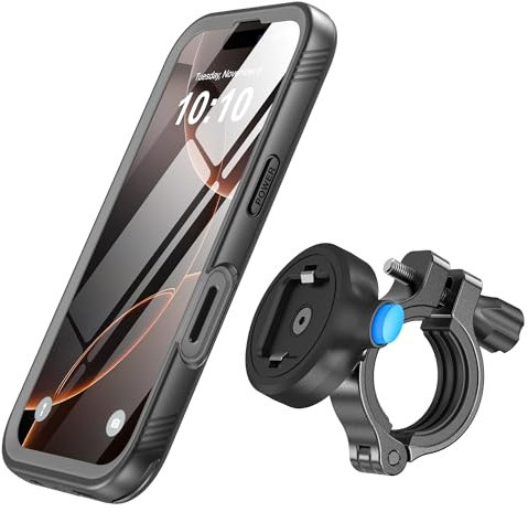 SPORTLINK Bike Phone Holder for iPhone 16 Pro Max Waterproof Case - Motorcycle Phone Mount Aluminium[2024 Upgrade][1s Quick Release] Bicycle Motorbike Handlebar Mountain Hard Bumper