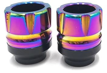 DZNEFYUP pour Moto Scooter Gravure Titane Moto Cadre Curseur Aluminium Fourche Avant Tasse Chute Écrasement Protecteur Fibre De Carbone(Un)