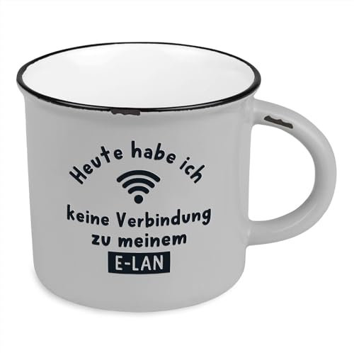 Kaffeetasse vintage| Keramik Becher zum verschenken | 400 ml | E-lan, Gelb