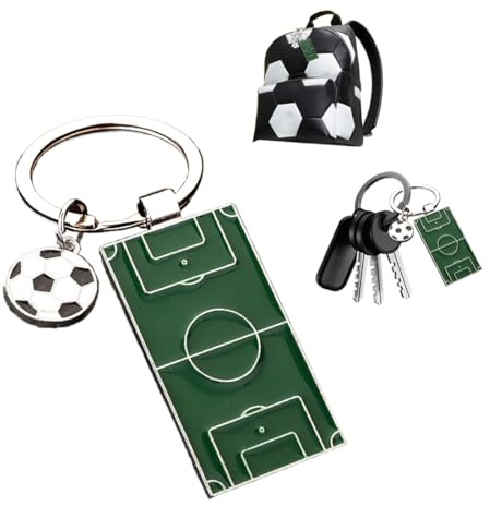 EAVUYIS Fußball Schlüsselanhänger, Tischfussball Spiel mit Fussball Schlüsselanhänger, Metall Glücksbringer