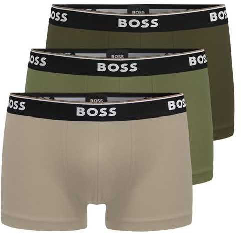 BOSS Herren Trunks Power Boxer Unterhosen Cotton Stretch 3er Pack, Farbe:Mehrfarbig, Wäschegröße:XL, Artikel:-960 Khaki/Olive/beige