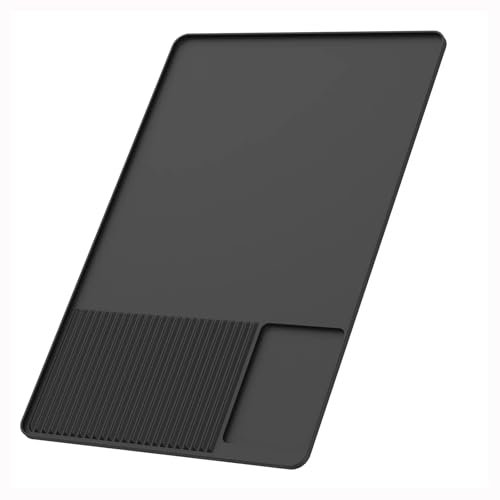 Silicone Coffee Machine Mat, 40x60CM Large Coffee MachineTray with Raised Edges, Large Dish Drying Mat Counter Protector, Multi-Functional Base Mat for UnderCoffee Machines Bar Wine Cabinet- Black