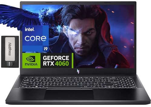 acer Nitro V 15 15.6 FHD IPS 144Hz Gaming Laptop, Intel i9-13900H, 16GB DDR5, 512GB SSD, NVIDIA GeForce RTX 4060, Backlit Keyboard, Wi-Fi 6, Webcam, Win 11, Black, 256GB Docking Station Set