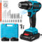 Trapano avvitatore a batteria 28 V, avvitatore a 2 batterie, 32 Nm Percussione, 25+3 impostazioni di coppia trapano, 2 velocità, 24 accessori, LED Light, per fai da te (28 V)