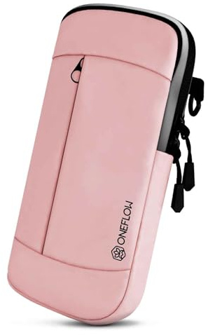ONEFLOW Urban Sling für Samsung Galaxy S10 Plus Handytasche zum Umhängen, Handy Gürteltasche und Armband kombiniert, Handy Umhängetasche mit Geldbörse für Damen und Herren, Rosa
