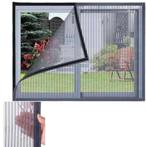 LOJAX Moustiquaire de fenêtre Anti-moustiques cryptée en Maille diamantée, moustiquaire de fenêtre Anti-Insectes et Anti-Griffes de Chat, Installation sans Perforation, Facile à Nettoyer