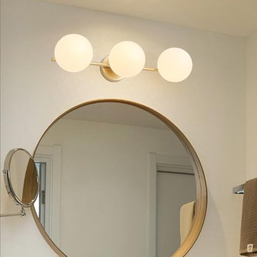 Mengjay Wandleuchte Innen Vintage 2 Flammig Wandlampe, Spiegellampe Badezimmer mit Rund Glas Lampenschirm,Industrial Metall Wandbeleuchtung für Schlafzimmer Wohnzimmer Flur (3 Flammig)