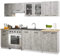 AKORD Küchenmöbel-Set OLIWIA 2.4m Modulares 240 cm 11 Türen 1 Schublade, Küche Komplett, Kitchen Cabinet Set, Küchenschränke, Standschränke, B240xH203xT46 cm, Beton & Beton