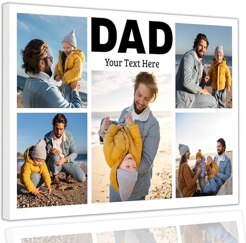 Personalised Photo Collage Canvas Print with Your Photos Custom Picture Canvas Wall Art Framed Ready to Hang Print Multiple Sizes A1 A2 A3 A4 Family Memory Gift Home Décor (Design 14, 16x24)