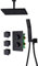 Mattschwarze thermostatische Regenmixer -Dusche Combo Set Decken Deckenmontaged Badezimmer Duschhahnset mit Duschkopf, Handheld -Dusche, 3 PCS -Karosserie -Jets, 8 Zoll, 8 Zoll