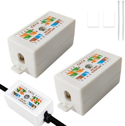 2PCS Ethernet Connector, Cat6 Coupler, RJ45 Coupler, Ethernet Junction Box, Cat 6 Connector for Networking, Cat6 Junction Box, Punch Down Inline Joiner Adapter for High-Speed Network Extensions