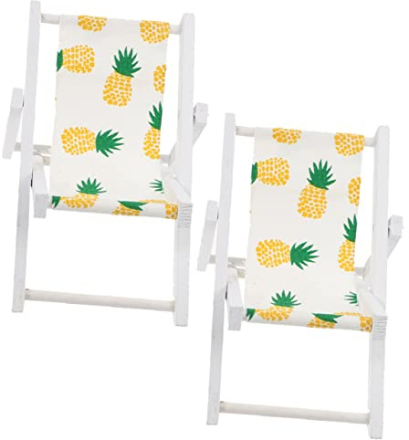 SUPVOX 2 Piezas Sillas de Playa Miniatura Plegables de Madera con de Piña Accesorios para Fotografía y Decoración de Mini para Casitas de Muñecas y Manualidades