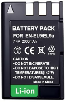 YUEFANSEN High Capacity EN-EL9 Replacement Lithium-Ion Battery 2000mAh | Compatible with Nikon EN-EL9 EN-EL9a EN-EL9e Battery, MH-23 Charger and Nikon D40 D40X D60 D3000 D5000 SLR Camera