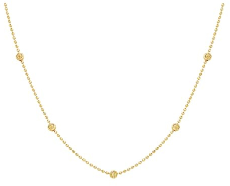 Stfery Damen Kugelkette 18K Gelbgold, Zarte 2.3mm Bead Halskette Echtschmuck, Goldkette Au750 Personalisiert