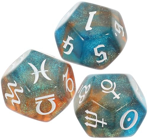 FOMIYES 12-seitige Polyeder Spielwürfel, 3 Stück Acryl für Divination | Grat Verarbeitet, für Brettspiel und Zusammenkünfte, Kompakt und Leicht Mitzunehmen