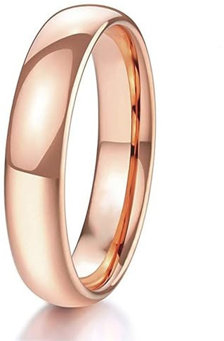 TIEHOKTW Frauen Ring Titan Gravur, Verlobungsring 4MM Schlicht Ohne Stein Ehering Roségold Poliert Damenring Modeschmuck Gr. 47 (15.0)