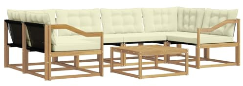 vidaXL Outdoor-Sofagarnitur 7 pcs Weiß und Creme 79 x 79 x 37 cm, Garten, modernes Outdoor-Sofa, gemütliches Möbel, langlebige Lounge, perfekte Terrasse-Sitzgruppe