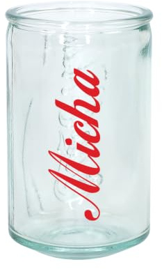 Herz & Heim® Coca-Cola Schnapsglas personalisiert mit Name – Retro Design in Dosenform – 100 % recyceltes Glas, handgemacht in Spanien – Individuelles Geschenk für Cola Fans (Schnapsglas (8x4,8 cm))