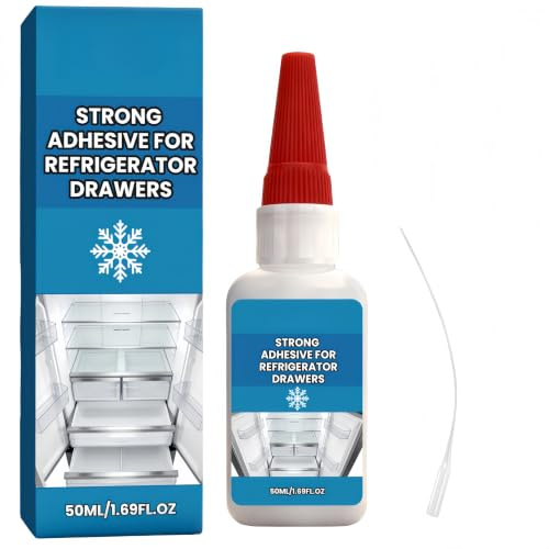 Colle plastique ultra-résistante pour tiroirs de réfrigérateur et congélateur ; adhésif transparent à prise rapide, résistant au froid et à l'humidité ; idéal pour les réparations (1Pièce)